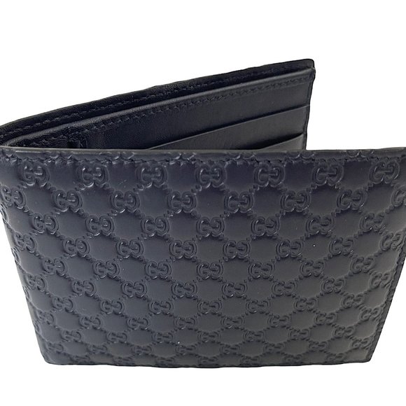 Gucci Men's Dark Navy GG Microguccissima Leather Bifold Wallet 278596 - Picture 5 of 10